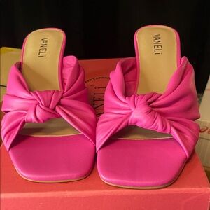 Vaneli Fuchsia Knotted Leather Mules-New-Size 6.5